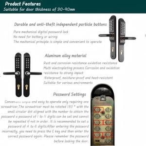 Hai mặt không thấm nước chống trộm đẩy nút kỹ thuật số khóa hợp kim nhôm bền đánh bóng màu đen xử lý khóa cửa - Product Image 3