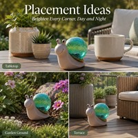 Ornement de jardin en forme d'escargot au design unique, lumière décorative en verre lumineux, accent décoratif animal charmant avec énergie solaire