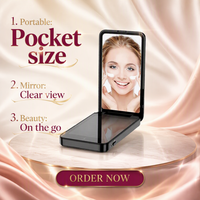 Miroir cosmétique intelligent double carré Uyisi de 4,1 pouces avec protection solaire UV, pliable, finition argentée, personnalisé, 2500 mAh