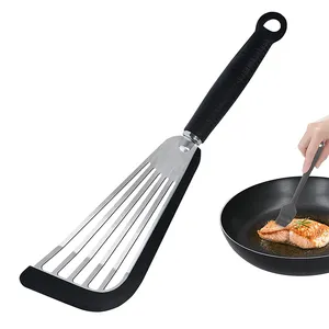 Spatula ikan silikon untuk peralatan masak antilengket Spatula berlubang dengan pegangan silikon tahan panas untuk memasak