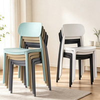 Fauteuil pouf commercial en plastique épaissi à dossier moyen, dossier en PP, design moderne et minimaliste, multicolore, pour la maison et la restauration