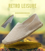 Chaussures de course décontractées en toile de jute à semelle en jute, chaussures de marche, chaussures de pêcheur, chaussures de conduite, vente chaude, pas cher