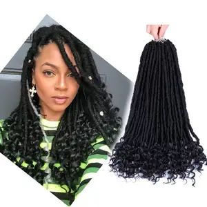 Hot Bán Faux Locs Cho Phụ Nữ Màu Đen Faux Locs Xoăn Braid Faux Locs Crochet Tóc Nối 20Inch 24 Rễ