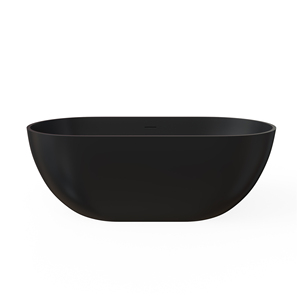 Bañera Ovalada Moderna Maydon, Independiente, de Superficie Sólida Negra, Duradera y Ecológica, para Adultos, Uso en Hogar, Hotel o Villa - Product Image 3