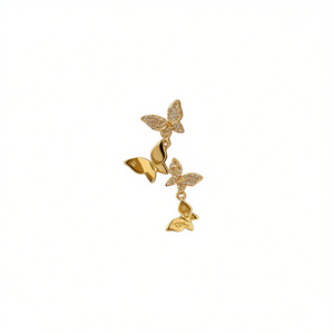 Orecchini pendenti a forma di farfalla dorata per donna, in lega con strass di cristallo, gioielli da festa, orecchini alla moda placcati in oro - Product Image 1
