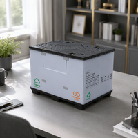 Caisse en plastique pliable robuste Huidu, réutilisable, empilable/nestable, pour usage industriel, en HDPE