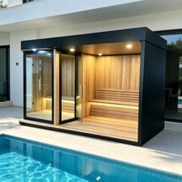 Cabine de sauna en hemlock pour patio extérieur, combinaison douche vapeur, poêle traditionnel, vapeur sèche et humide