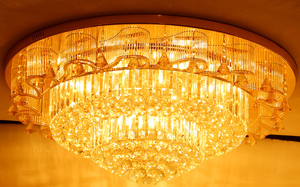 Candelabro redondo de lujo con nuevo diseño, lámpara de techo K9 de cristal LED dorado, luces colgantes con base de Metal IP44 para Hotel y sala de estar - Product Image 5