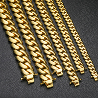 Vente en gros Collier et Bracelet Cuban Link Miami massif 10mm-22mm pour Hommes, style Hip Hop, en Laiton plaqué or 14k 18k avec Zircon