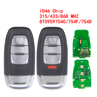 XNRKEY - Llave Remota para Automóvil de 3 Botones, Chip PCF7945, 315/433/868 Mhz, para Audi A4 S4 A5 S5 Q5 8T0959754C /G 8T0959754D/J -D/H