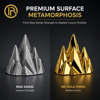 Capuchons de parfum, bouchons et fermetures pour flacons Terrain Deep Green Tiered Alpine Peak Gold Zamac, fabrication sur mesure OEM/ODM