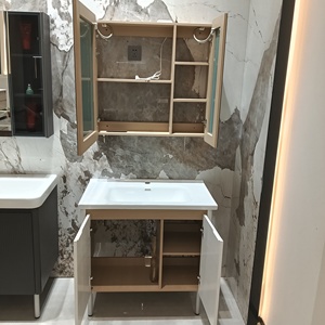 New white compact bathroom cabinet smart <b>mirror</b> cabinet white washbasin floor-standing cabinet body - Product Image 4