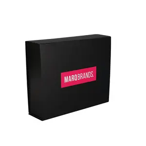 사용자 정의 핑크 로고 화장품 제품 포장 골판지 마그네틱 뚜껑 블랙 접이식 선물 상자