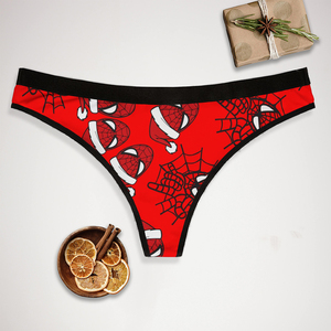 OEM Manufacturer Custom Matching Underwear Christmas Spider Web Hats Noel <strong>Couples</strong> <strong>Boxer</strong> &amp; Thong Set - Product Image 4