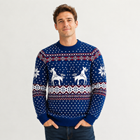 Pull en coton 100 % à manches longues et col rond imprimé Noël pour homme, respirant, anti-rétrécissement, séchage rapide – Collection Automne Hiver (Vente en gros)
