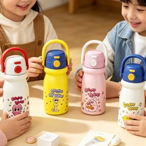 Botella de Agua Infantil a Prueba de Fugas <span class=keywords><strong>con</strong></span> Pajita, Libre de BPA, Vaso de Acero Inoxidable <span class=keywords><strong>con</strong></span> Diseño de Dibujos Animados para Viajes al Aire Libre - Product Image 4