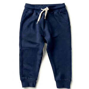 Pantalon de survêtement bleu marine pour homme, cordon de serrage, taille élastique, poches latérales, tricoté, poids moyen, décontracté, pour l'automne - Product Image 1