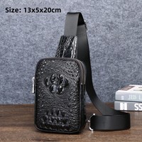 Tas dada kecil pria bermotif buaya baru, tas selempang outdoor modis, kantong dada bergaya