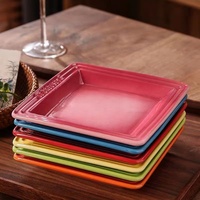 Assiette plate carrée en porcelaine colorée de 6 et 8 pouces, série Cool Color LE, vaisselle française, passe au micro-ondes, idéale comme cadeau
