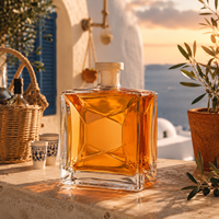 Bouteille en verre carrée de 500 ml, bouteille en verre pour whisky, adaptée aux boissons alcoolisées et aux diffuseurs, personnalisable avec logo