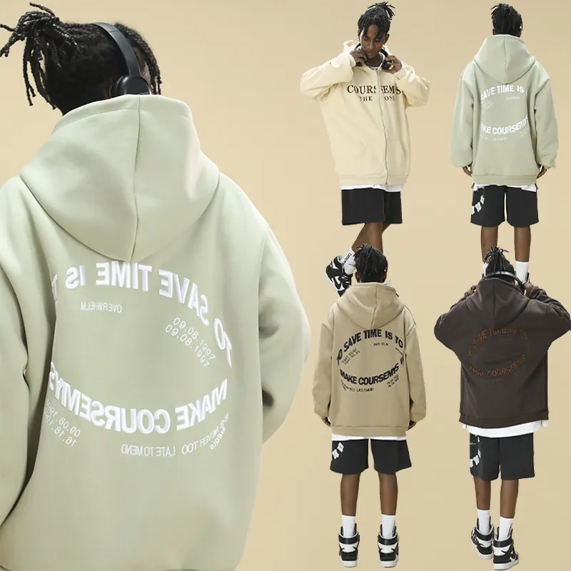 high quality streetwear hoodie set hoodies with zipper custom embroidery hoodies design custom