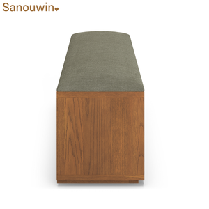 Factory Price Modern Solid <strong>Oak</strong> Wood <strong>Storage</strong> <strong>Bench</strong> with Upholstered Seat for Living Room, Hotel, Bedroom, Entryway - Product Image 4