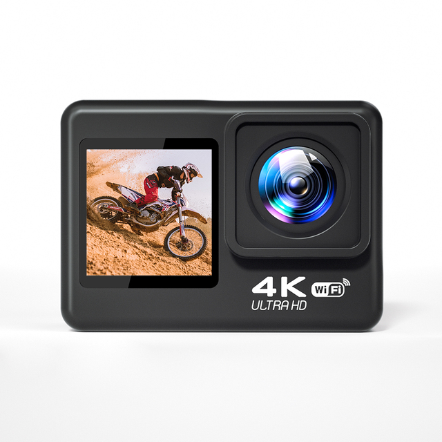 High Quality Waterproof IP66 Dual-Lens 5K Action Camera Touchscreen WiFi Recording Function CMOS Imaging MicroSD 1080P