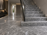 Dalles de marbre gris Tundra pour murs de douche, crédences anti-éclaboussures, tables à manger, carreaux de sol, comptoirs de cuisine, meubles de salle de bain