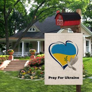 Produit promotionnel Offre Spéciale drapeaux de jardin 30x45cm drapeau de jardin personnalisé Double face en lin, colombe de la paix ukrainien - Product Image 3