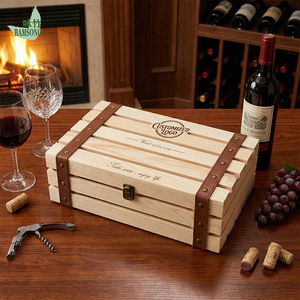 Boîte à vin en bois personnalisée pour 2 bouteilles, coffret cadeau, caisse de rangement pour mariage, anniversaire, cadeaux d'entreprise, bar à domicile, mobilier d'hôtel - Product Image 4