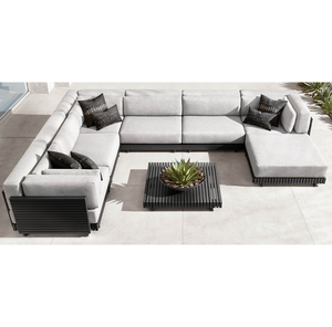 Canapé d'extérieur modulable en aluminium fait main en forme de <span class=keywords><strong>U</strong></span> avec coussins confortables pour patio - Product Image 1
