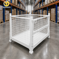 Conteneur empilable en treillis métallique blanc 1200x1000x900mm, capacité de charge 4 niveaux 1500kg, traitement de surface par poudrage, stillage