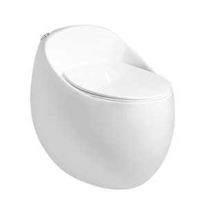 Inodoro de Cerámica en Forma de Huevo de Una Pieza con Descarga por Sifón y Asiento de Presión Lateral para Apartamentos Pequeños y Alojamientos - Product Image 5