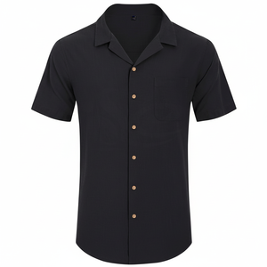 Breathe Easy 2025 Men's Cotton <b>Linen</b> Flannel <b>Shirt</b> <b>Short</b> <b>Sleeve</b> Beach Vacation Style with Maximum Comfort From Pakistan - Product Image 1