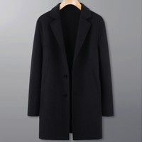 Mode 60% hommes laine manteau luxe Trench manteau grande taille simple boutonnage hiver Long manteau de laine pour hommes