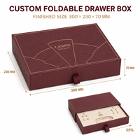 Boîte cadeau à bijoux pliable personnalisée avec doublure en velours et éponge, estampage à chaud, gaufrage, fermeture magnétique de luxe coulissante