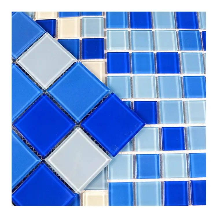Pabrik Foshan mosaik kaca berkilau populer kaca kristal mosaik ubin Backsplash dapur untuk dinding