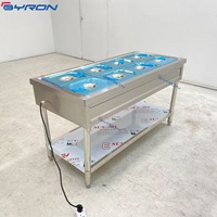 Armoire chauffante à usage commercial en acier inoxydable Bain-marie Buffet Réchaud alimentaire Vitrine