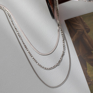 Triple-Layer Curb <b>Snake</b> <b>Chain</b> Combo | 18K PVD Gold | Non-Tarnish Lightweight Women's Jewelry - Product Image 4