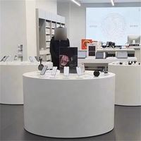 Mesa de Exhibición Redonda Plegable Ecológica y Moderna para Tiendas de Teléfonos Móviles y Computadoras, con Madera MDF Personalizable