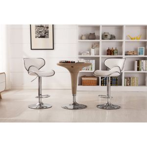 DB Masaccio Set of 2 White <b>Swivel</b> <b>Barstools</b> Upholstery Airlift Adjustable with Chrome Base - Product Image 3