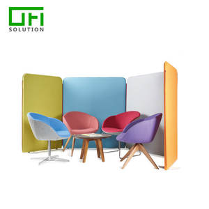 Easy <span class=keywords><strong>Movable</strong></span> โพลีเอสเตอร์รู้สึกอะคูสติกแผงดูดซับเสียง Workstation หน้าจอพาร์ทิชันเสียง Control Room Dividers - Product Image 6