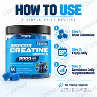 Gummies de créatine monohydrate 5000mg sous marque privée OEM, supplément de nutrition sportive pour la force et les performances, 60 gummies, fabricant