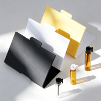 Flacon d'échantillon de parfum en verre ambré transparent de 1 ml et 2 ml avec logo personnalisé, imprimé sur écran, avec bâtonnet applicateur et carte en papier, emballage vide pour mini flacon de test