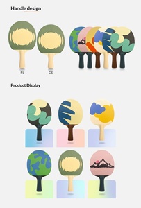 Pasokan Langsung Pabrik Desain Kartun Warna-warni Khusus Raket Tenis Meja Alas Serat Karbon Portabel Karet Berbintik - Product Image 6