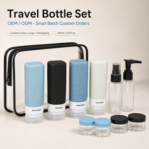 Wholesale 18 Piece Silicone <b>Travel</b> <b>Bottle</b> Accessories Set 90ml 60ml BPA Free Leak Proof Custom Logo Color Style Packaging - Product Image 1