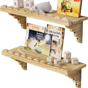 Wooden <b>Wall</b> <b>Mounted</b> <b>Shelf</b> With Wave Pattern Single Layer Display Rack For Living Room Storage - Product Image 1