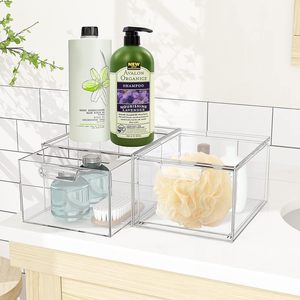 Clear Plastic Storage Bins For Vanity Organization Acrylic Stackable Cosmetic Organizer Drawers