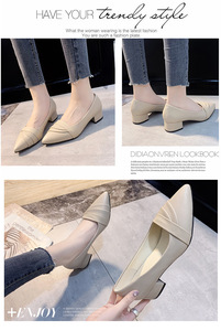 レディースビジネススクエアヒールシューズポインテッドシックヒールスモールレザーシューズフォーシーズンズエレガントフォーマルファッションハイヒール - Product Image 6