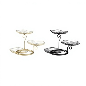 Set Of 2 Designer Iron <b>Basket</b> Superior Quality Black And <b>Gold</b> Color Fruits <b>Storage</b> <b>Basket</b> At Cheapest Price - Product Image 1